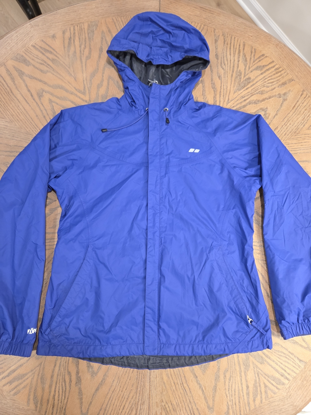 Koppen Rain Jacket Women Medium Blue Waterproof Hooded Windbreaker Gorpcore
